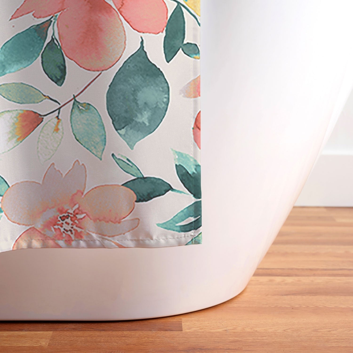 Ninola Design Botanic Retreat Tropical Whimsical Flowers Coral Green Shower Curtain