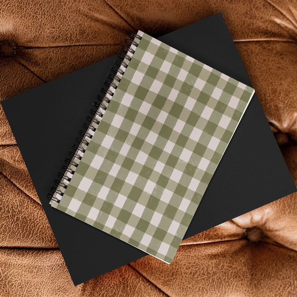 Menina Lisboa Rustic Green Plaid Spiral Notebook
