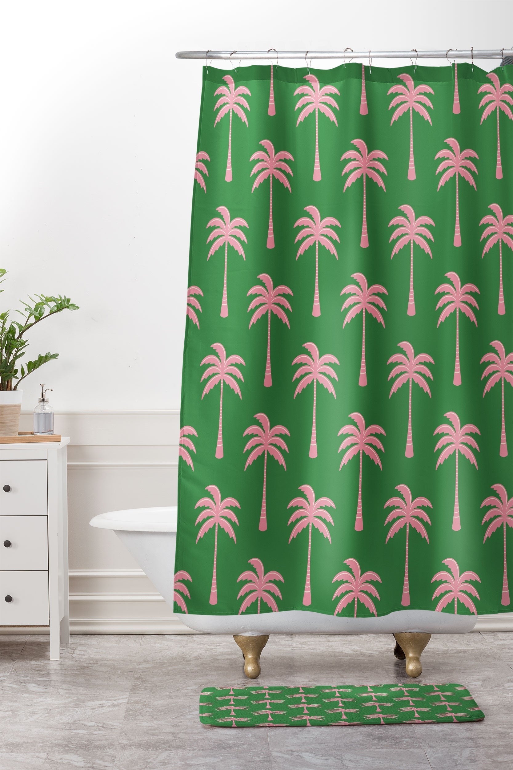 Design by Spark Pink Palm Tree Oasis Memory Foam Bath Mat
