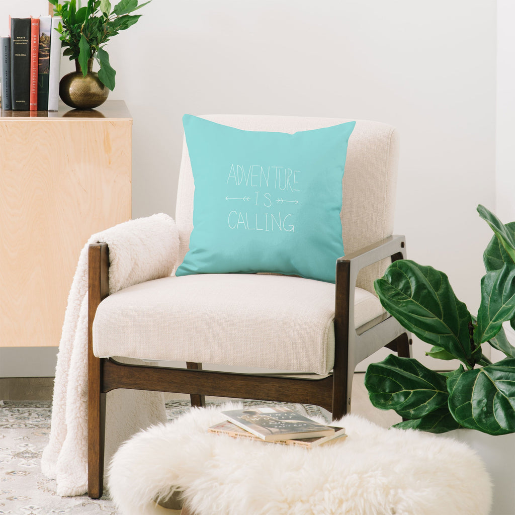 Leah Flores Adventure Typography Throw Pillow