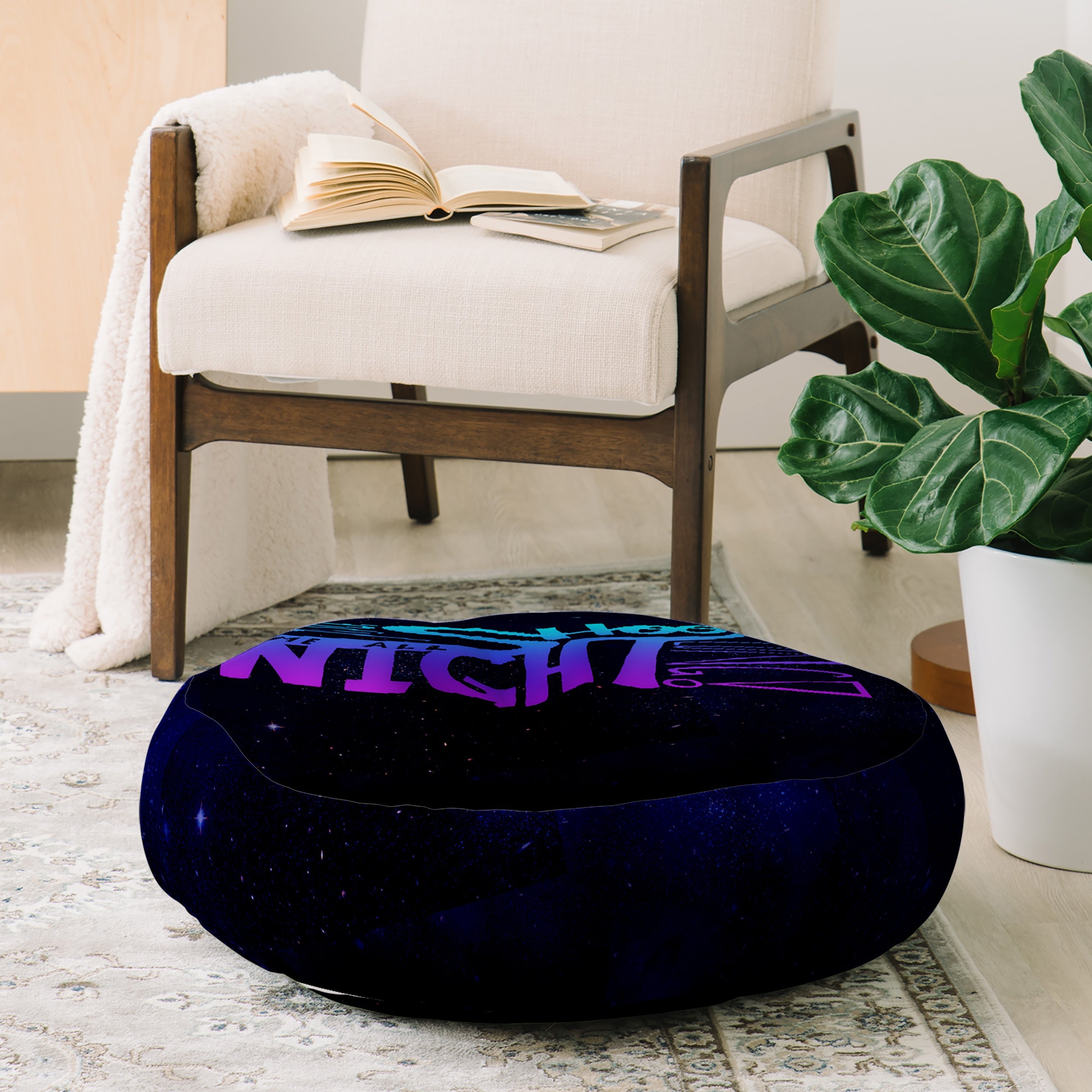Leah Flores All Night Long Floor Pillow Round