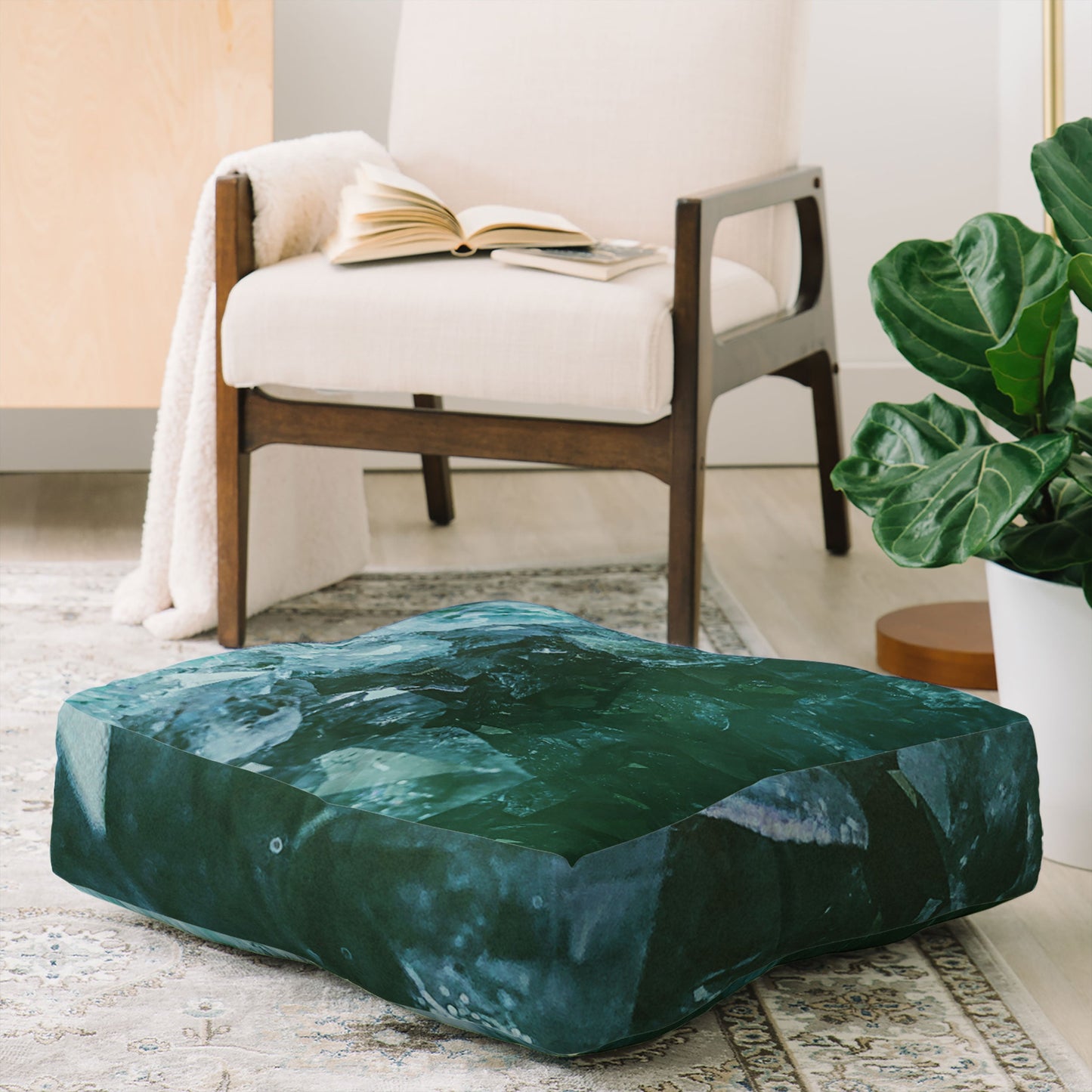 Leah Flores Aquamarine Gemstone Floor Pillow Square