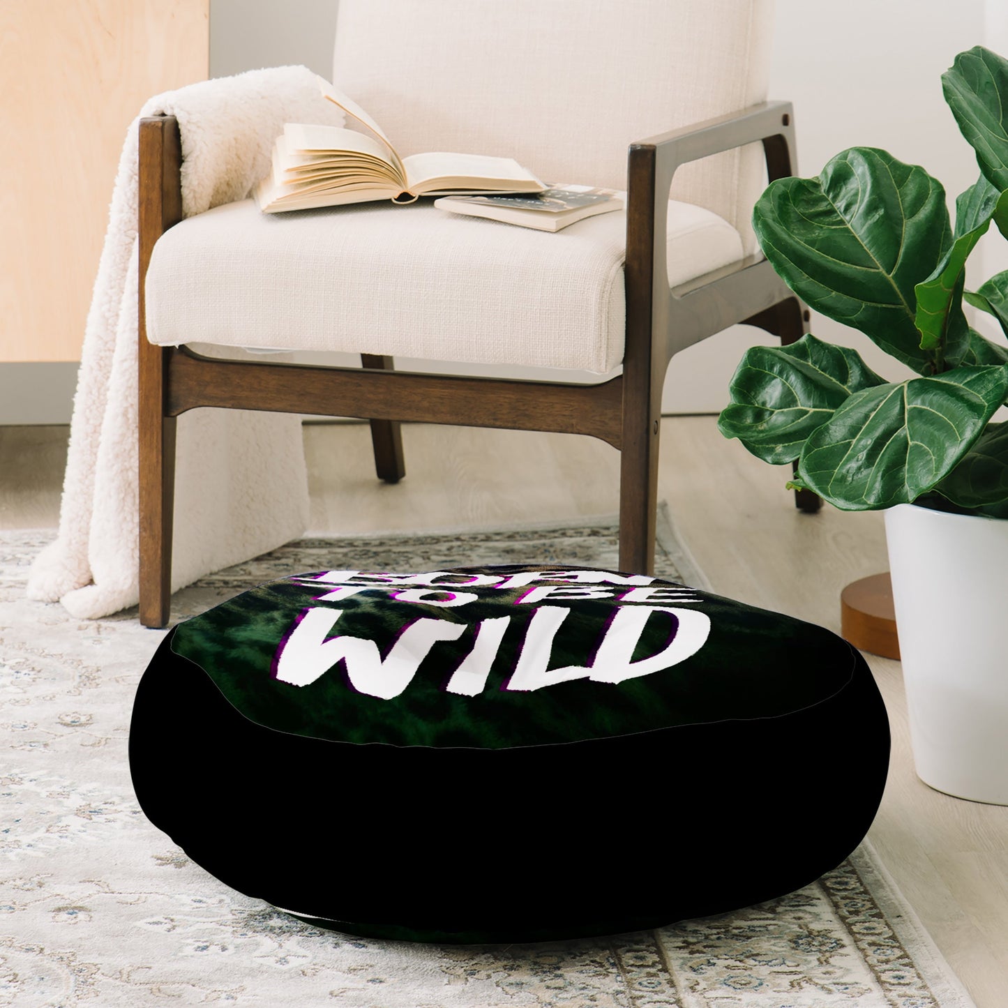 Leah Flores Born To Be Wild Floor Pillow Round