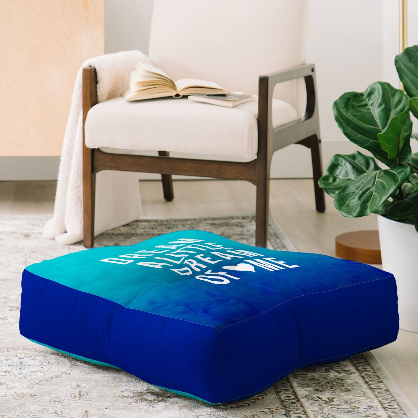 Leah Flores Dream Blue Floor Pillow Square