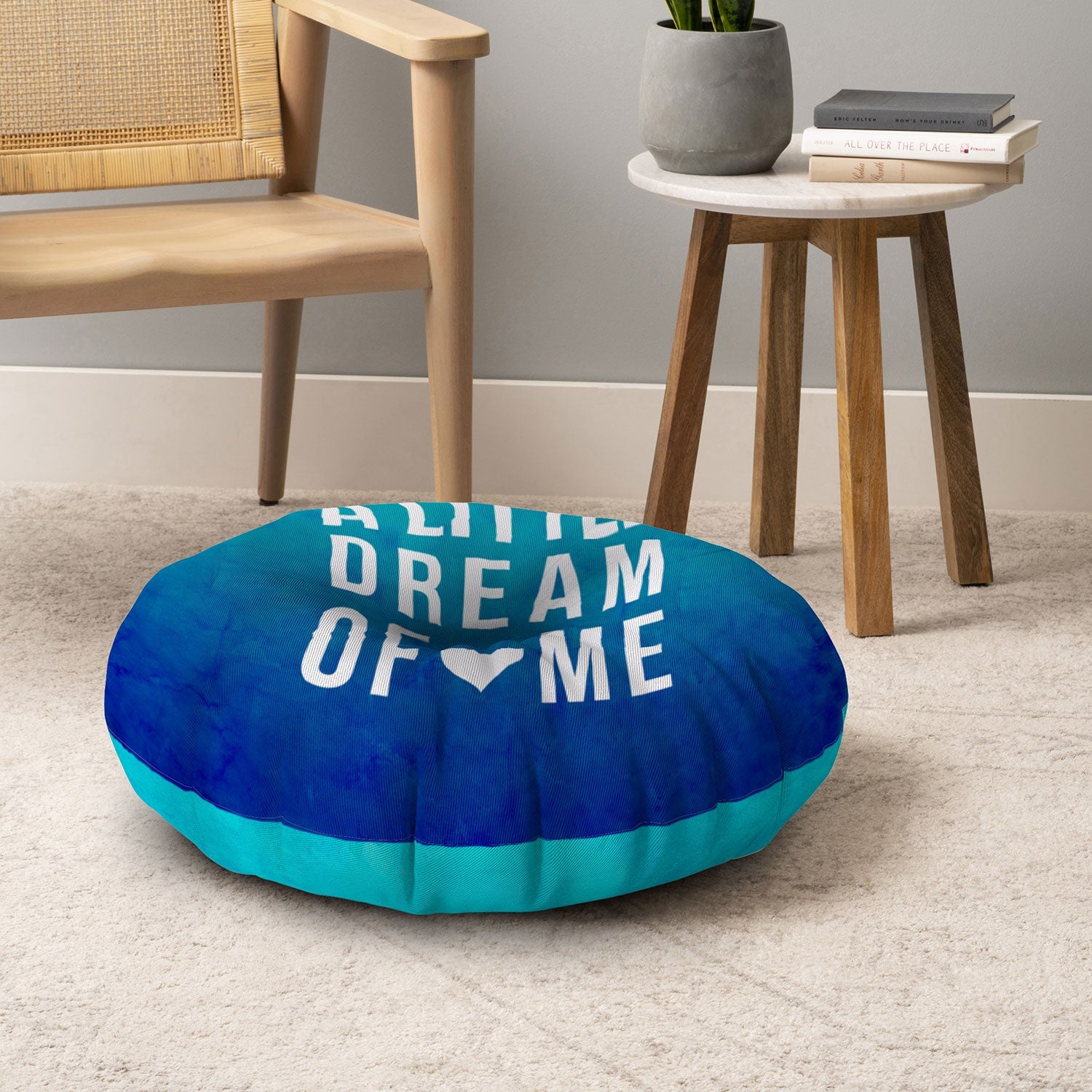 Leah Flores Dream Blue Floor Pillow Round