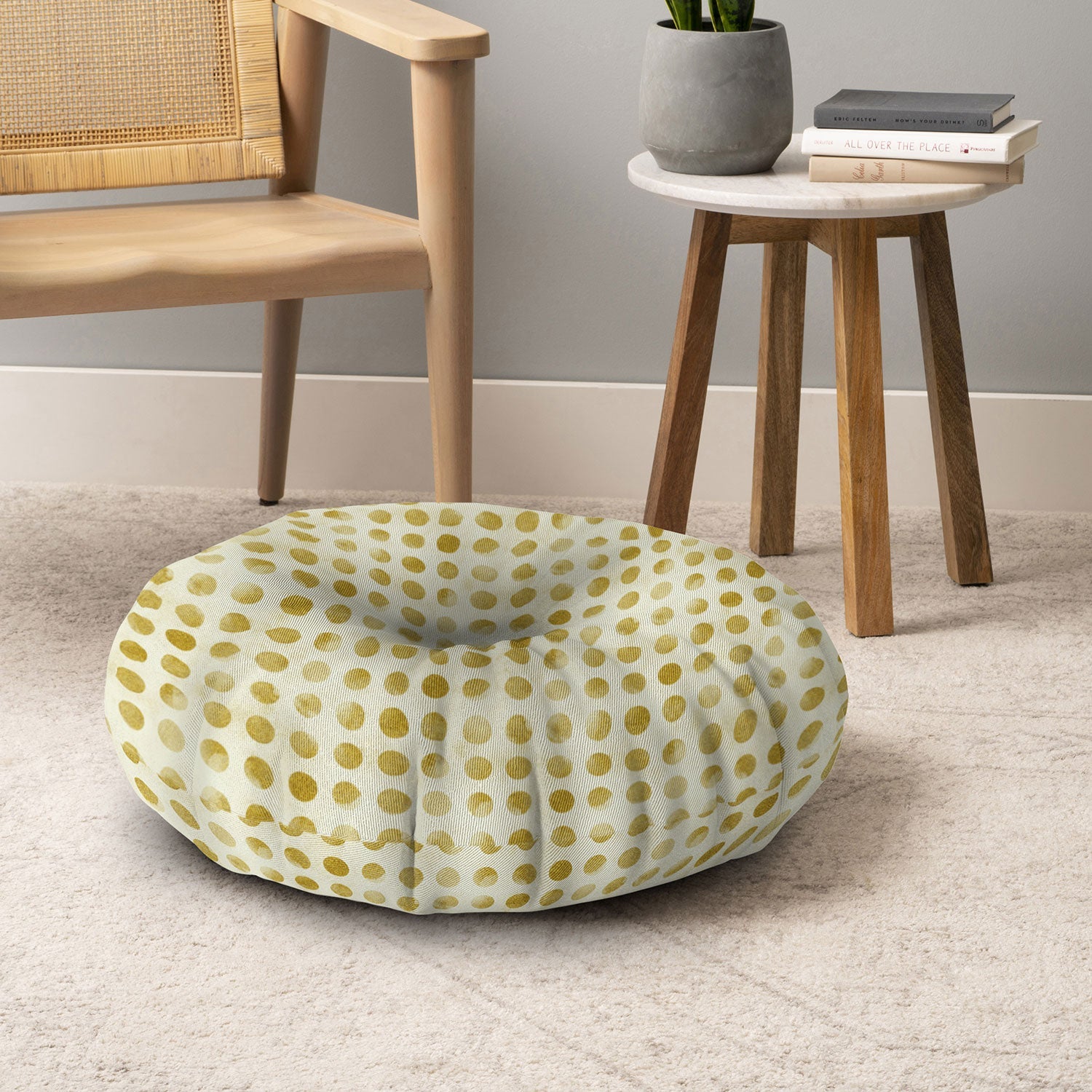Leah Flores Gold Confetti Floor Pillow Round