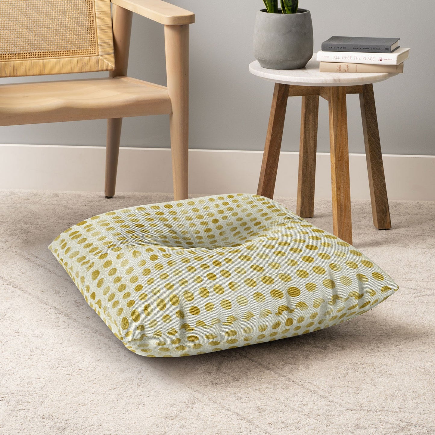 Leah Flores Gold Confetti Floor Pillow Square