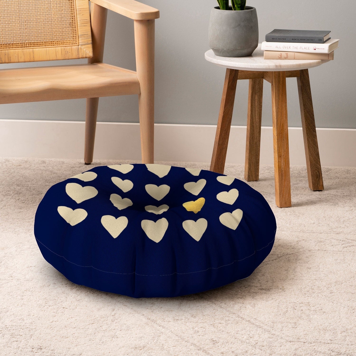 Leah Flores Gold Heart Floor Pillow Round