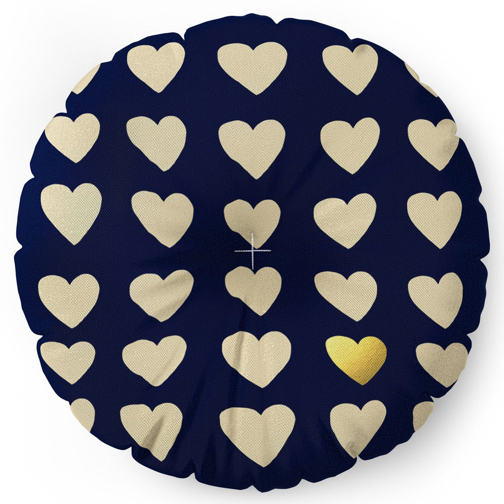 Leah Flores Gold Heart Floor Pillow Round
