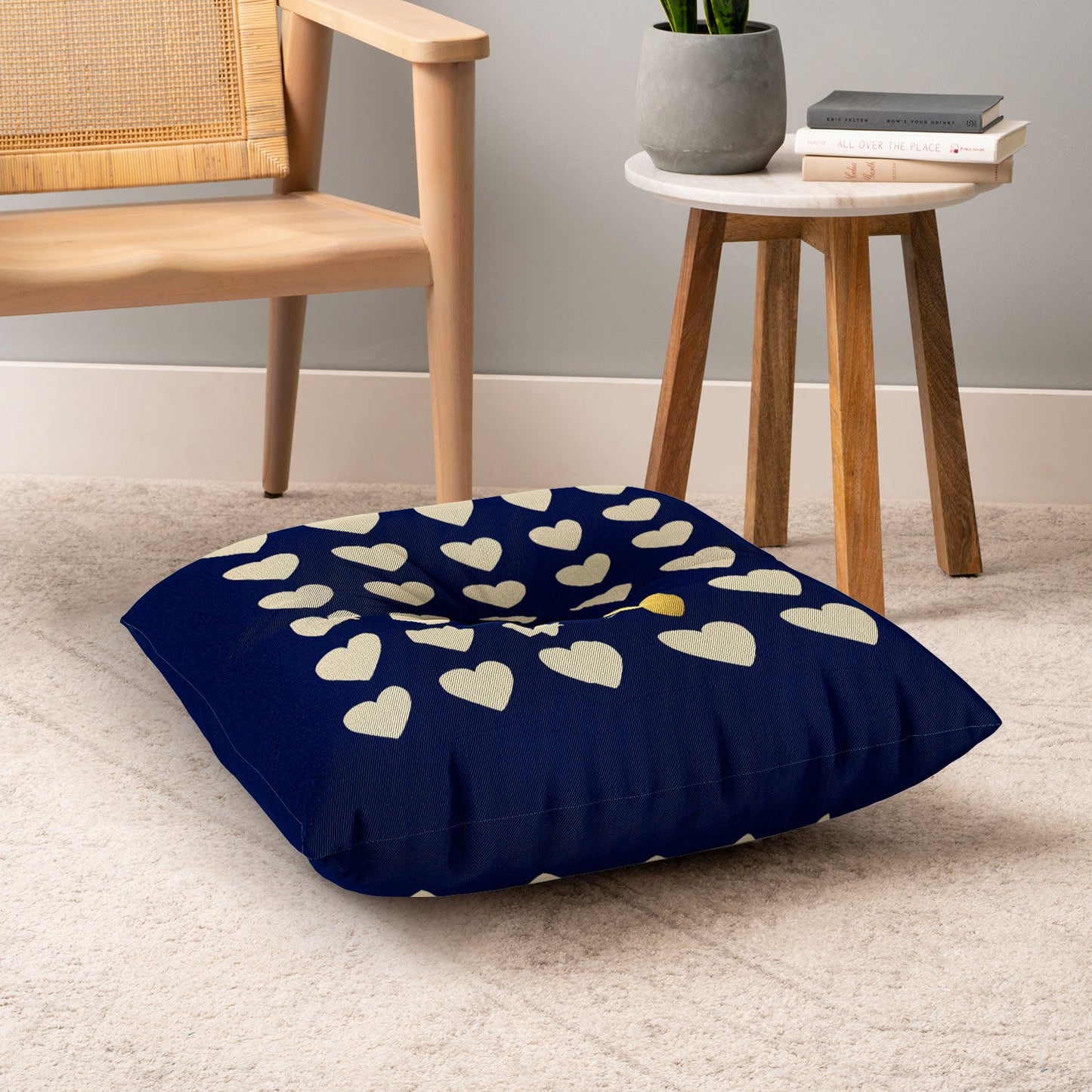 Leah Flores Gold Heart Floor Pillow Square