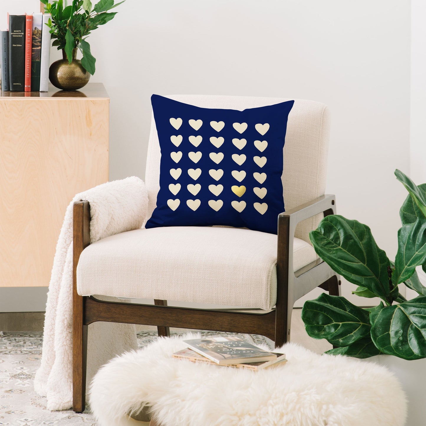 Leah Flores Gold Heart Throw Pillow
