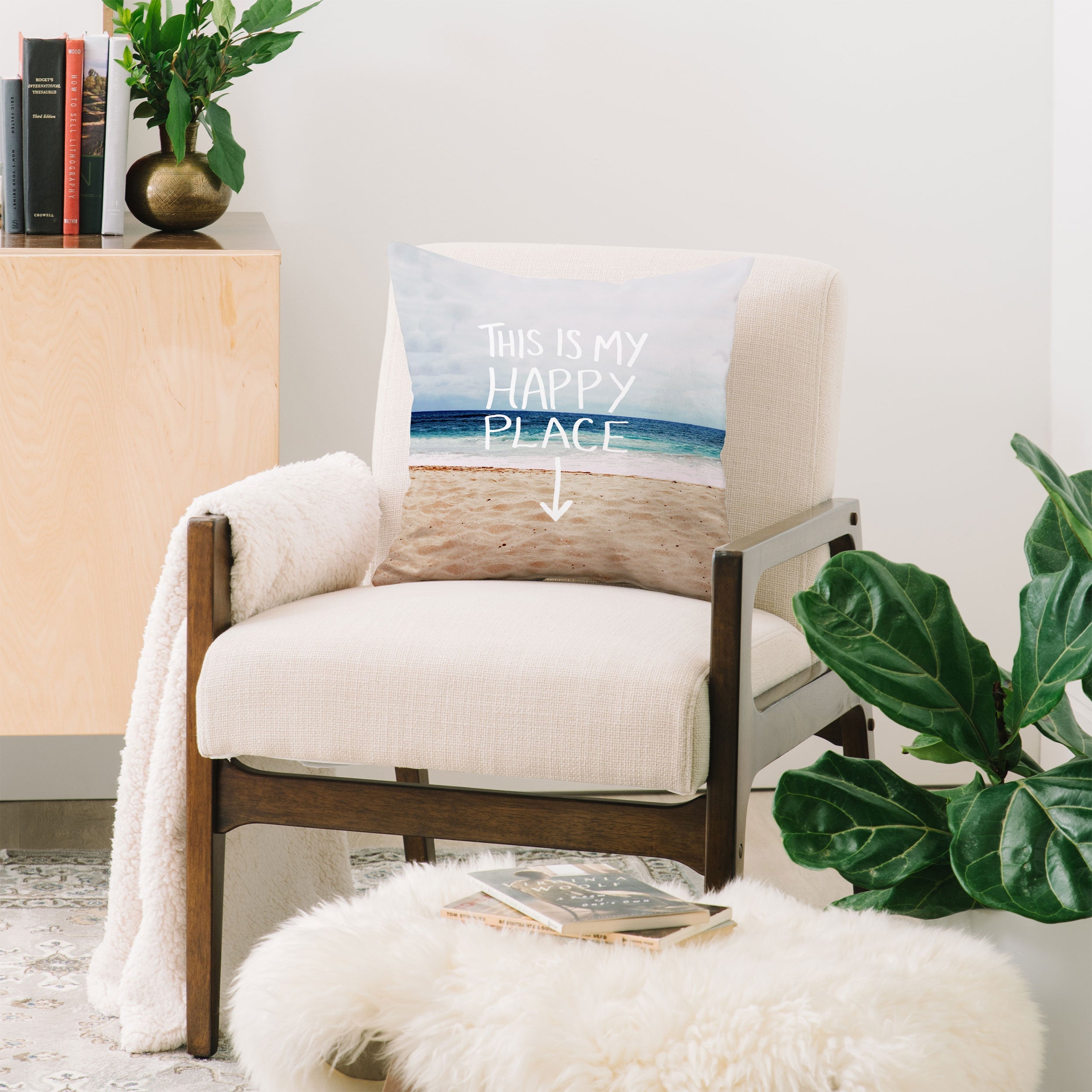 Leah Flores Happy Place X Beach Throw Pillow