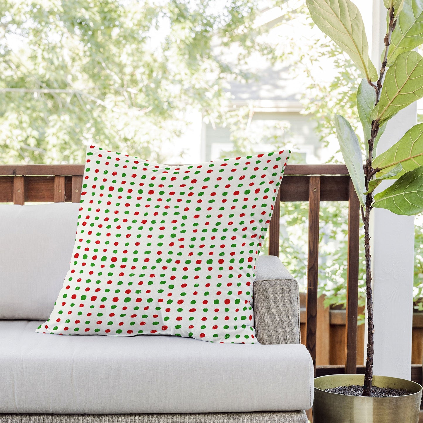 Leah Flores Holiday Polka Dots Outdoor Throw Pillow