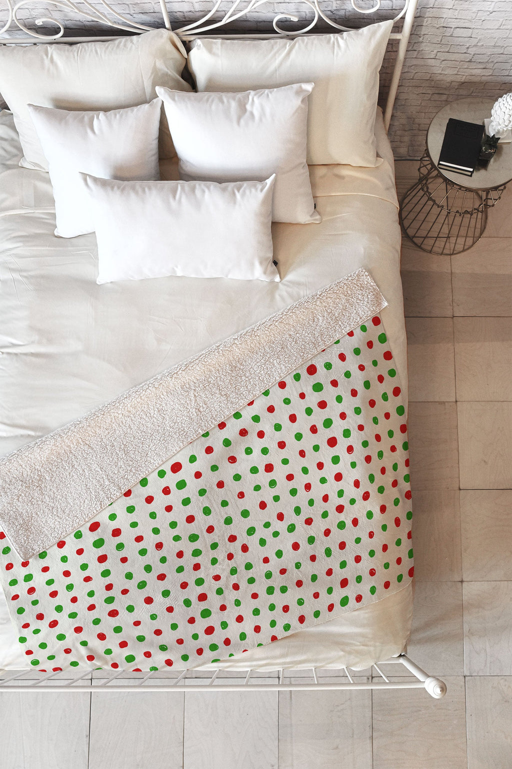 Leah Flores Holiday Polka Dots Fleece Throw Blanket
