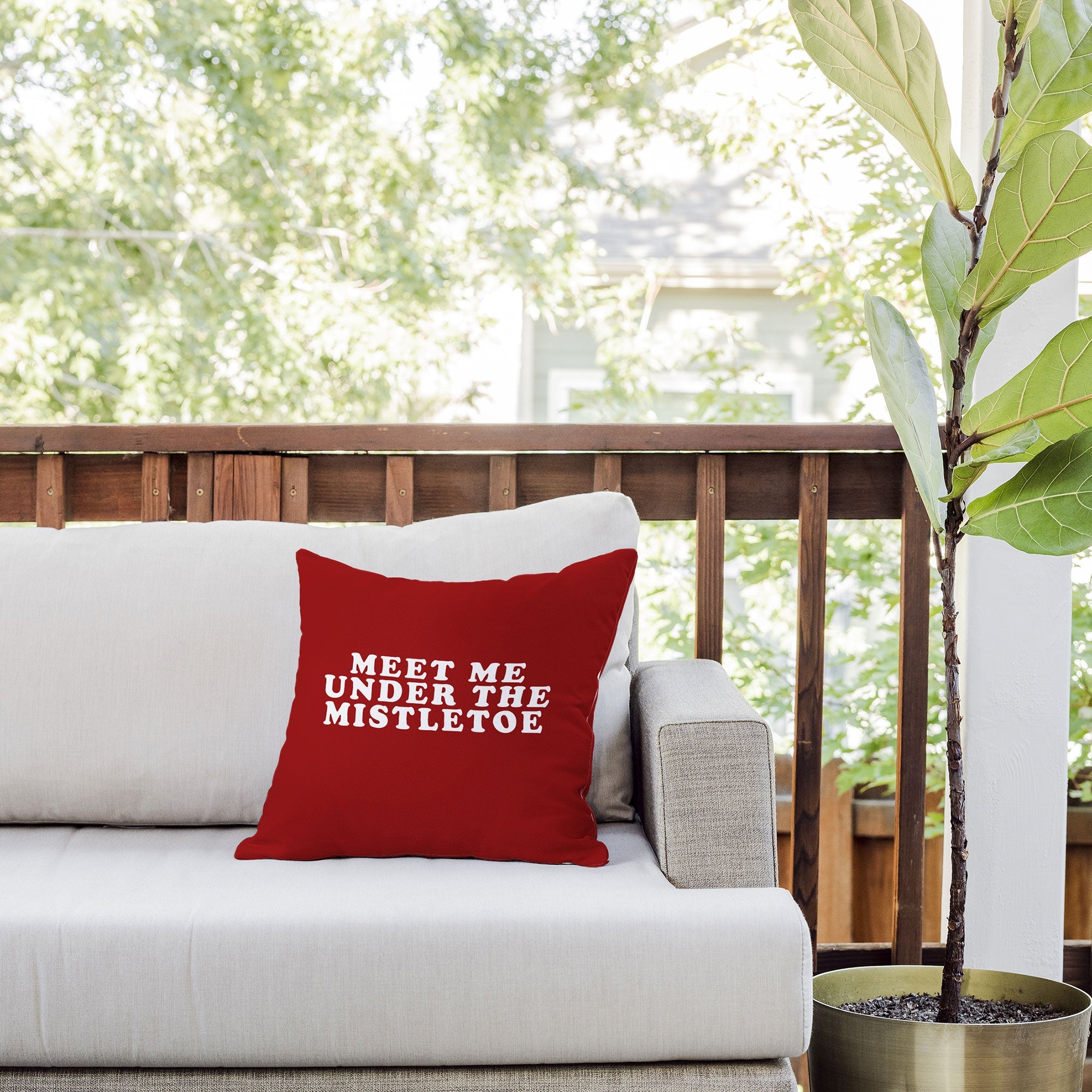 Leah Flores Mistletoe Kiss Outdoor Throw Pillow