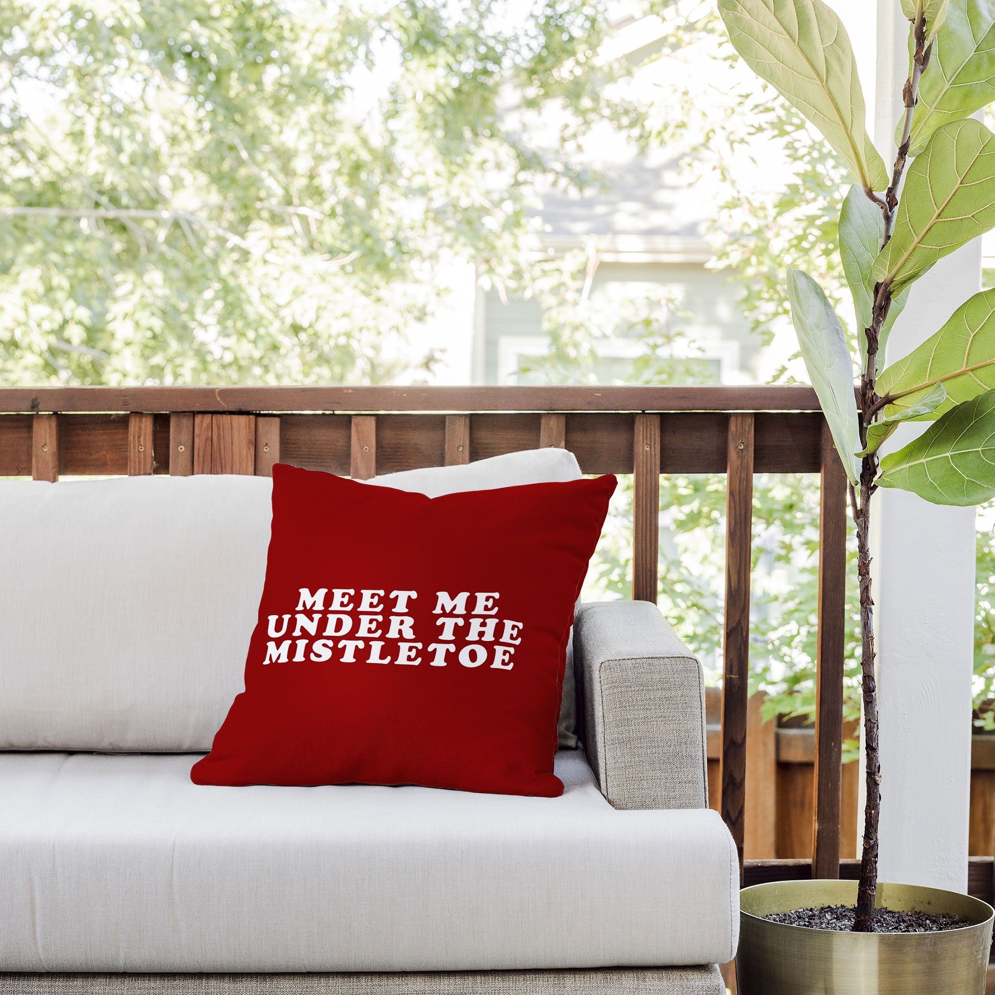 Leah Flores Mistletoe Kiss Outdoor Throw Pillow