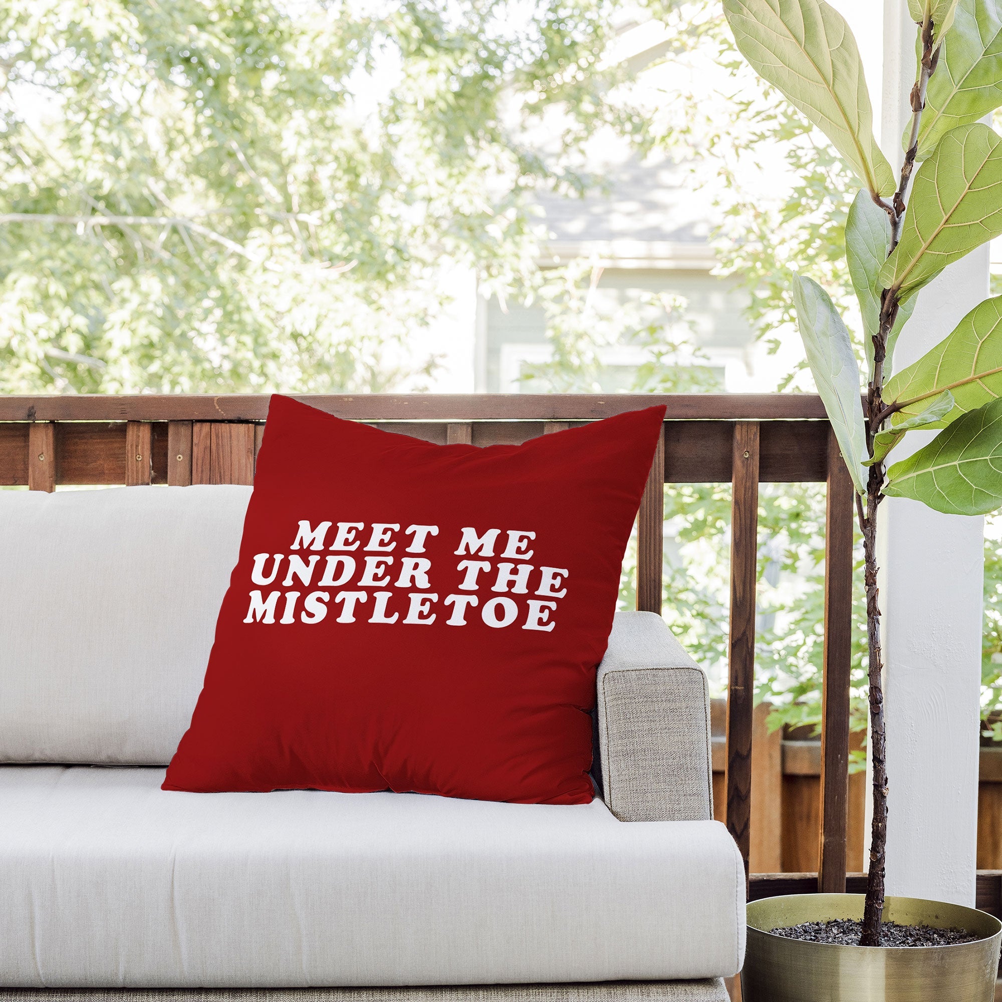 Leah Flores Mistletoe Kiss Outdoor Throw Pillow