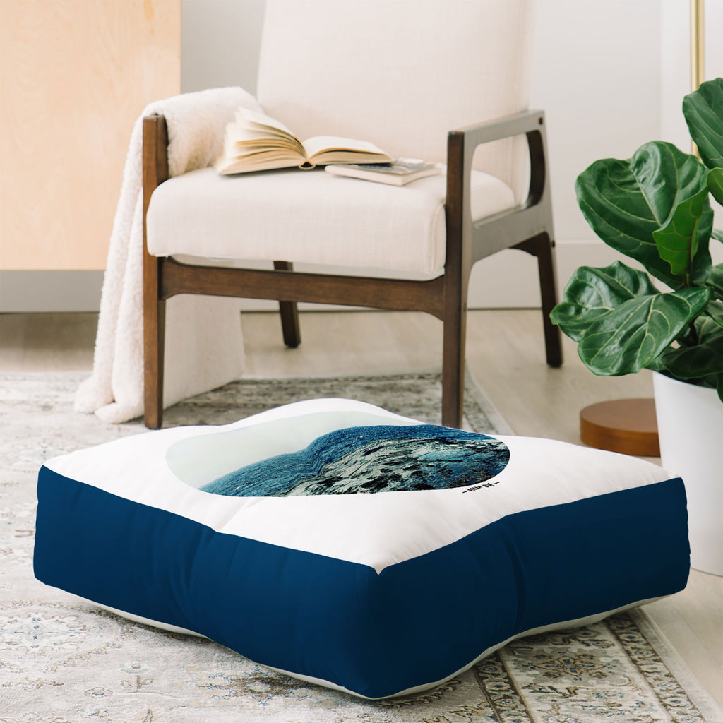 Leah Flores Ocean Blue Floor Pillow Square