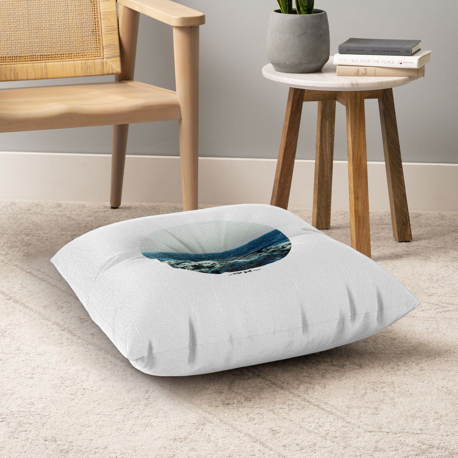 Leah Flores Ocean Blue Floor Pillow Square