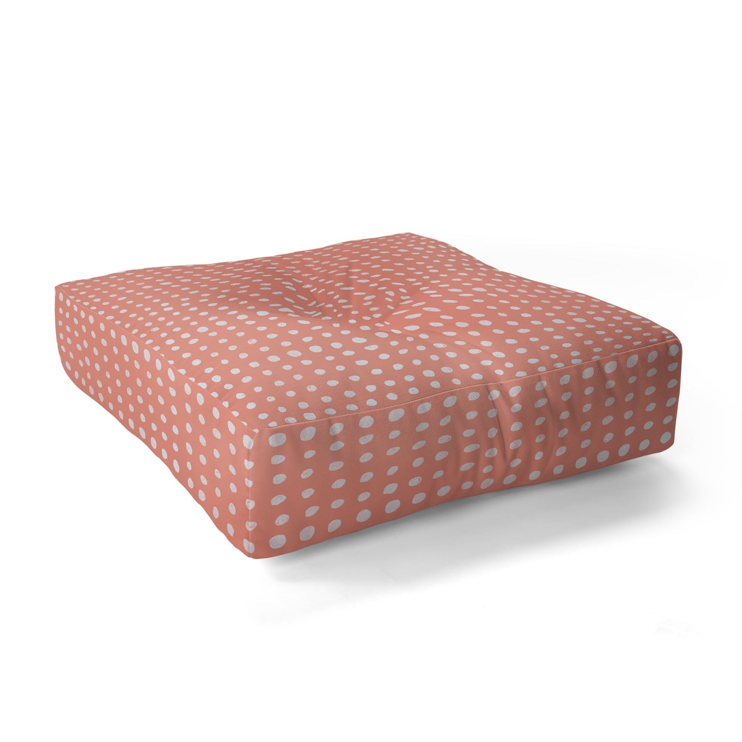 Leah Flores Peach Scribble Dots Floor Pillow Square