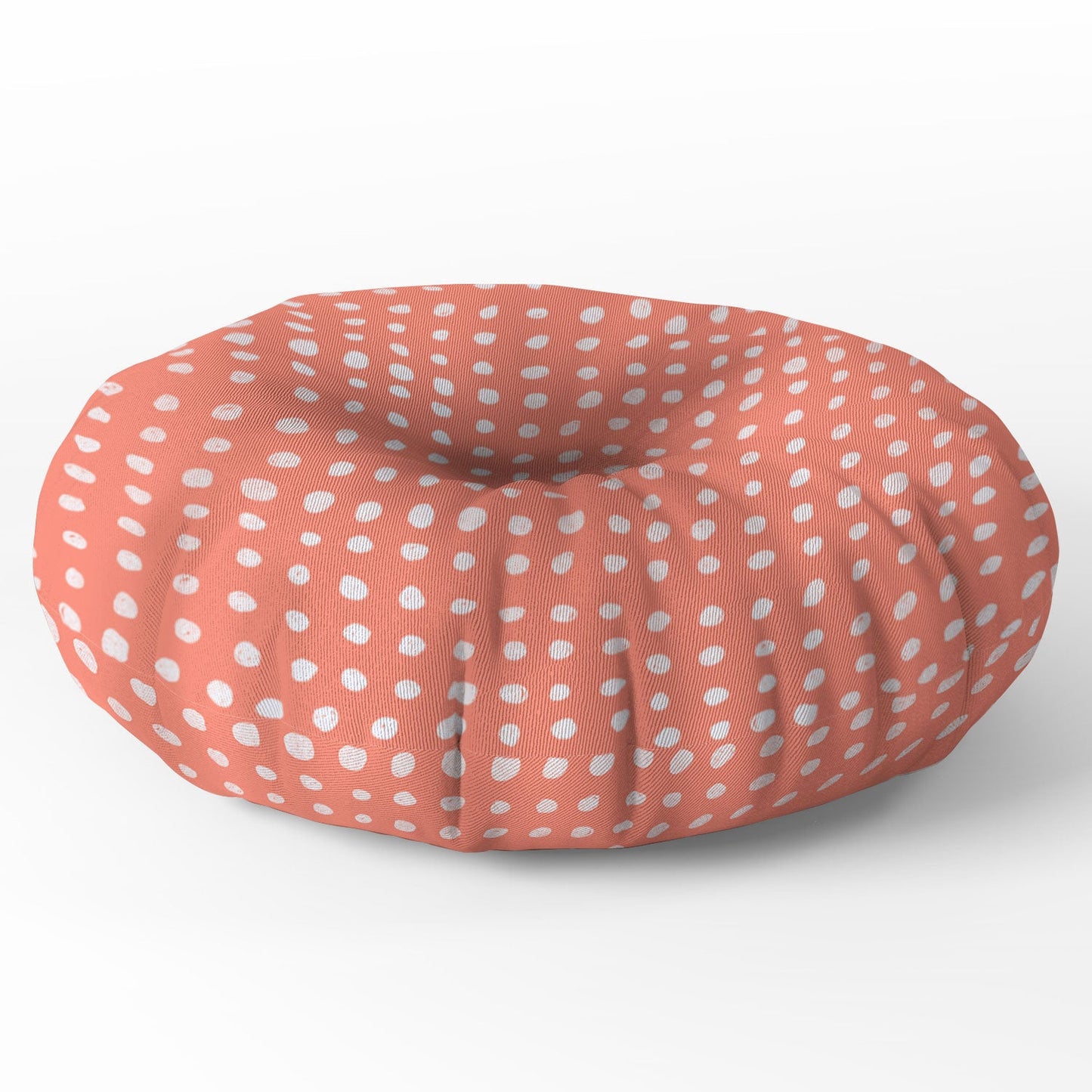 Leah Flores Peach Scribble Dots Floor Pillow Round