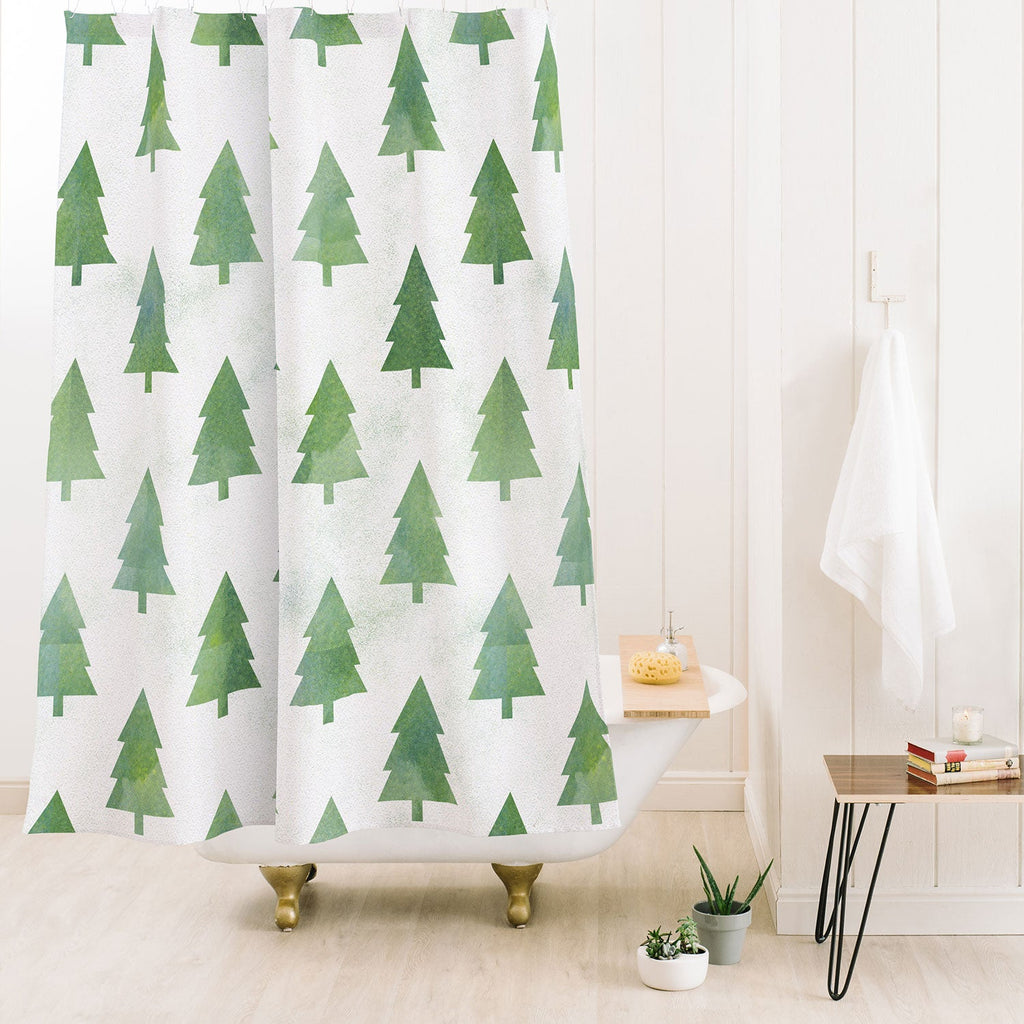 Leah Flores Pine Tree Forest Pattern Shower Curtain
