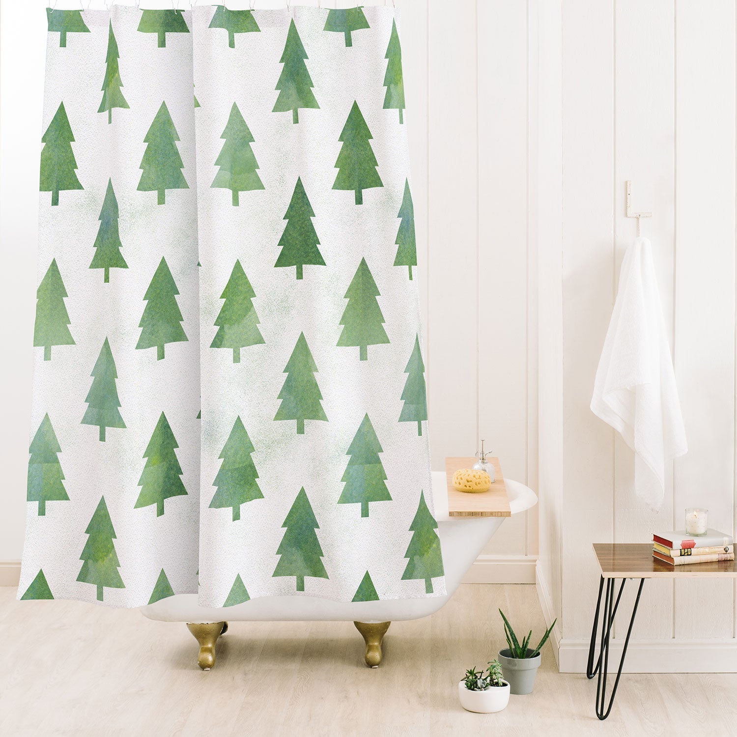 Leah Flores Pine Tree Forest Pattern Shower Curtain