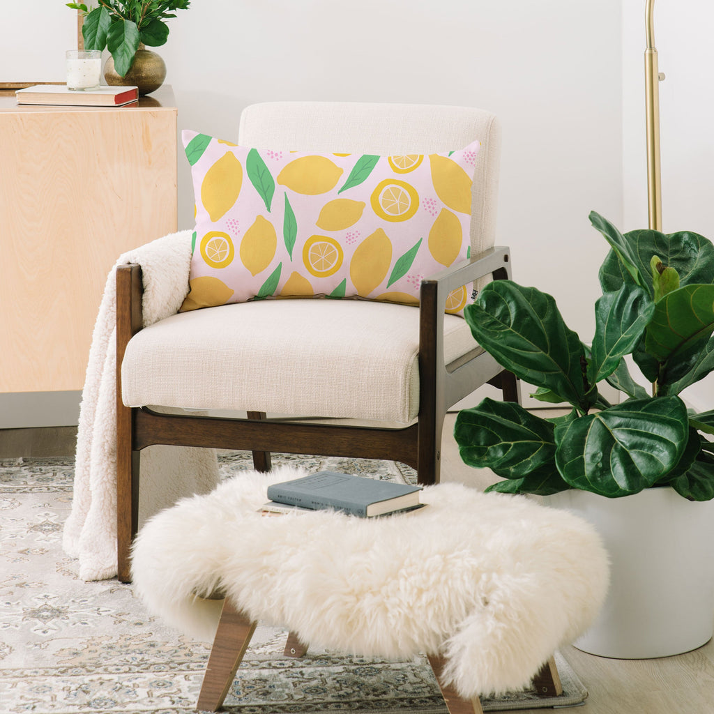 Leah Flores Pink Lemonade Pattern Oblong Throw Pillow