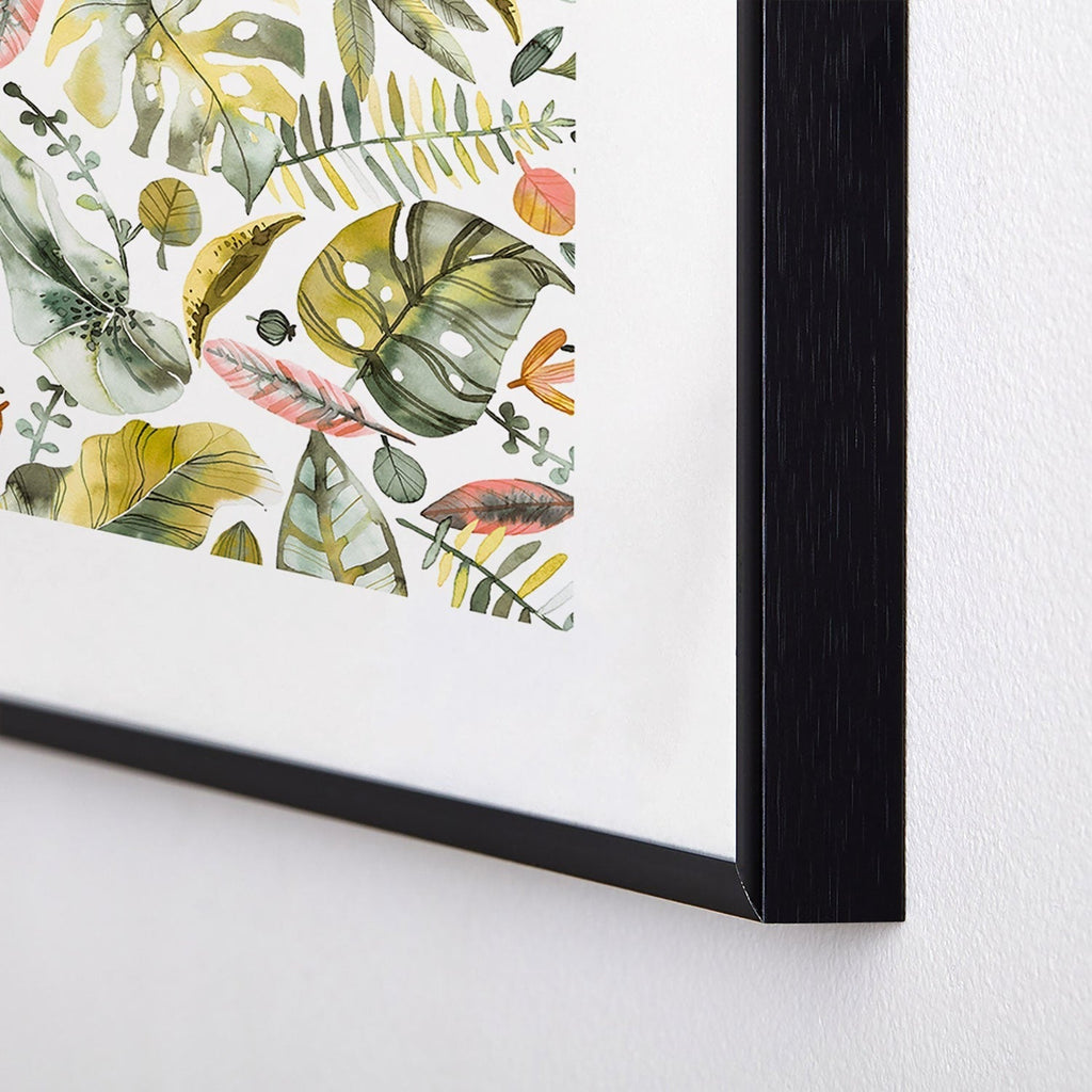 Ninola Design Botanic Retreat Tropical Jungle Leaves Botanical Green Orange Metal Framed Art Print