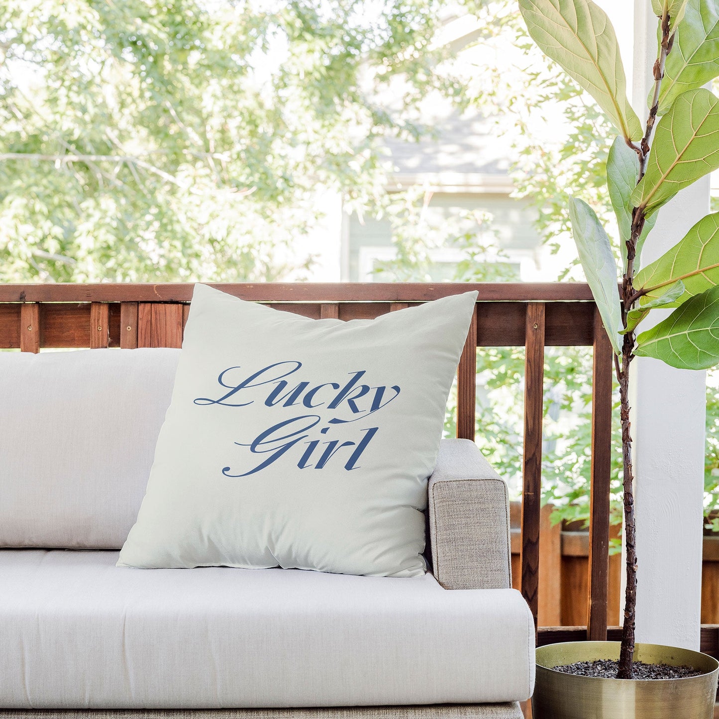 les muses lucky girl Outdoor Throw Pillow