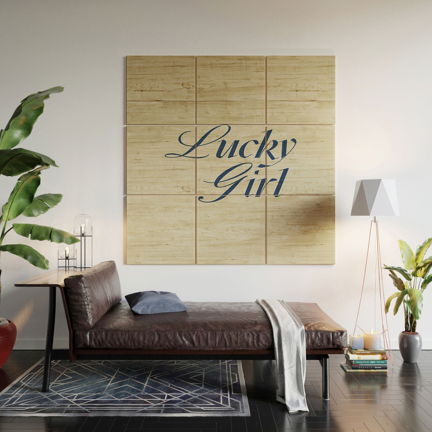 les muses lucky girl Wood Wall Mural