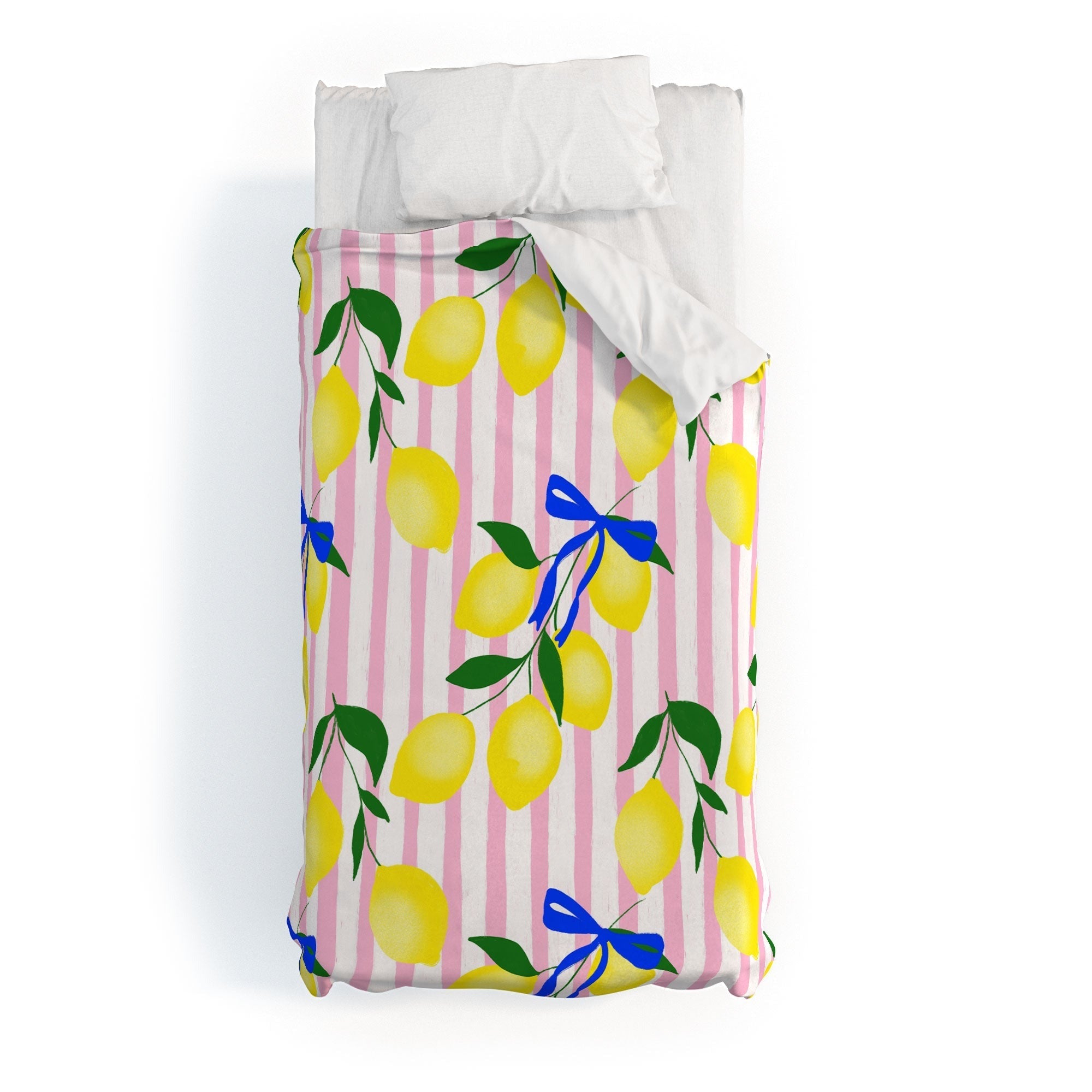 Design by Spark Zesty Lemons and Stripes Duvet Cover