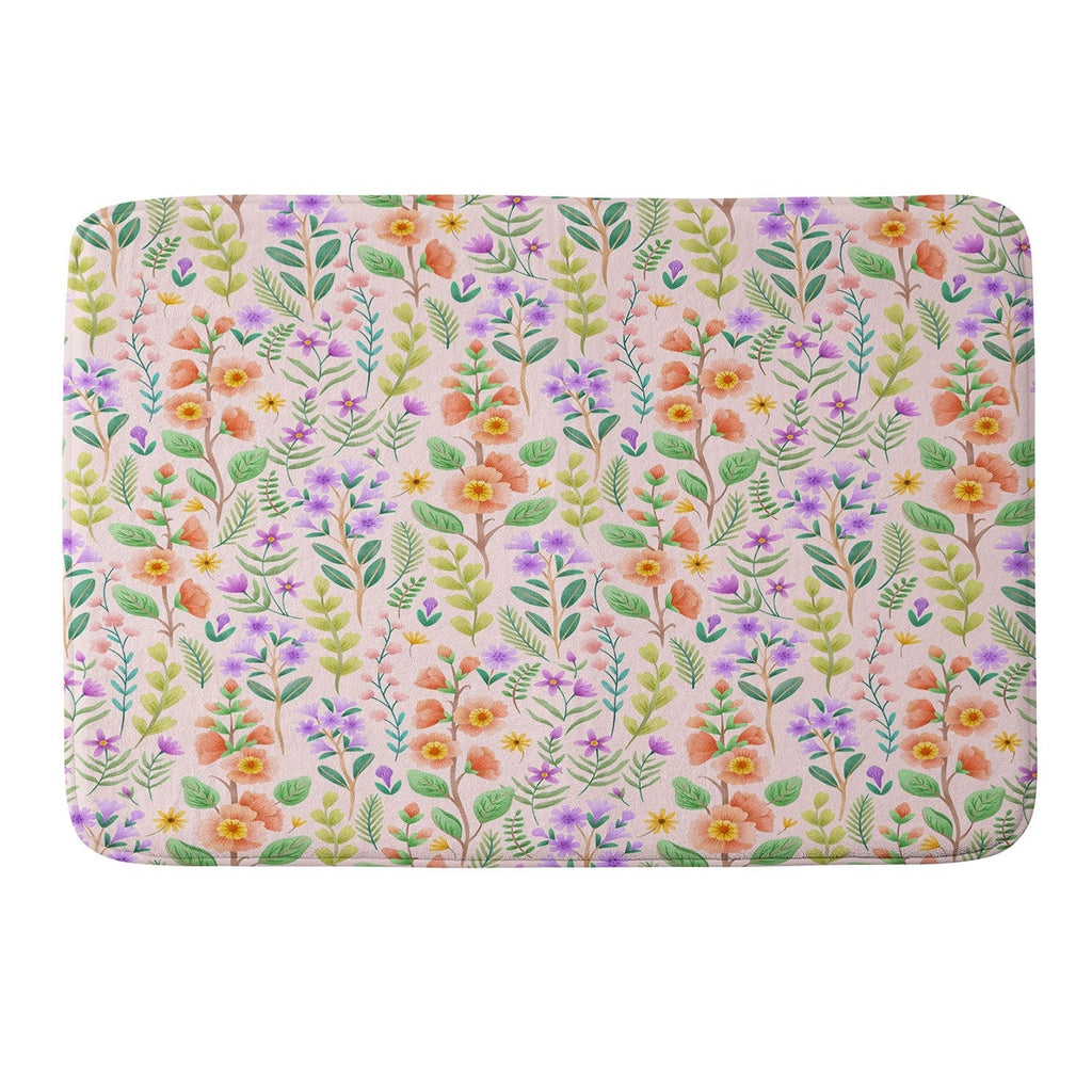Pimlada Phuapradit Ditsy Spring Floral Memory Foam Bath Mat