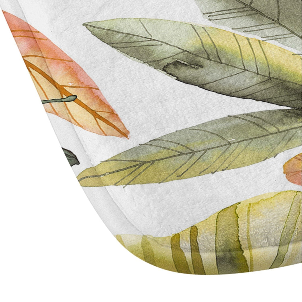 Ninola Design Botanic Retreat Tropical Jungle Leaves Botanical Green Orange Memory Foam Bath Mat
