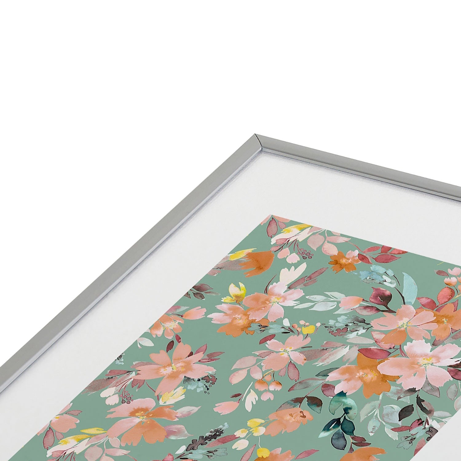 Ninola Design Botanic Retreat Floral Oleander Whimsical Teal Green Metal Framed Art Print