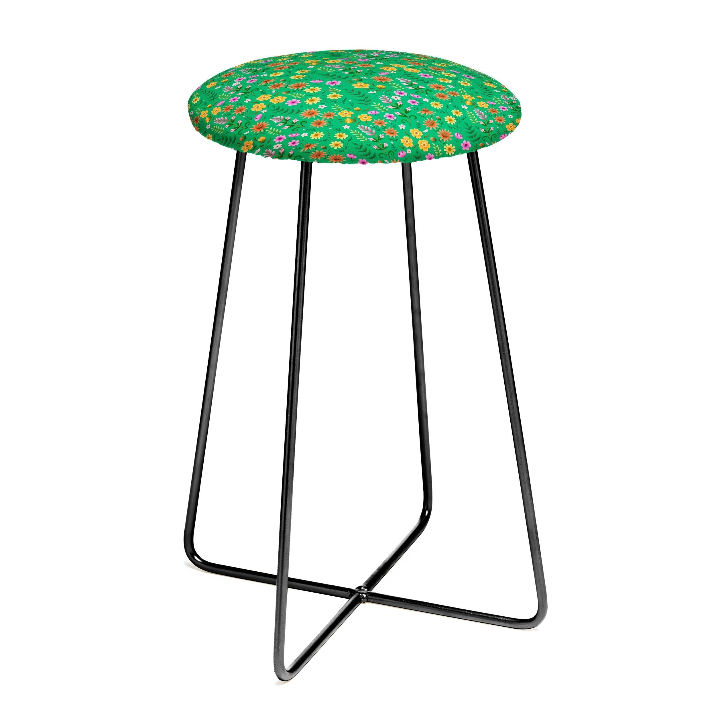 Pimlada Phuapradit Ditsy Spring Floral Green Counter Stool