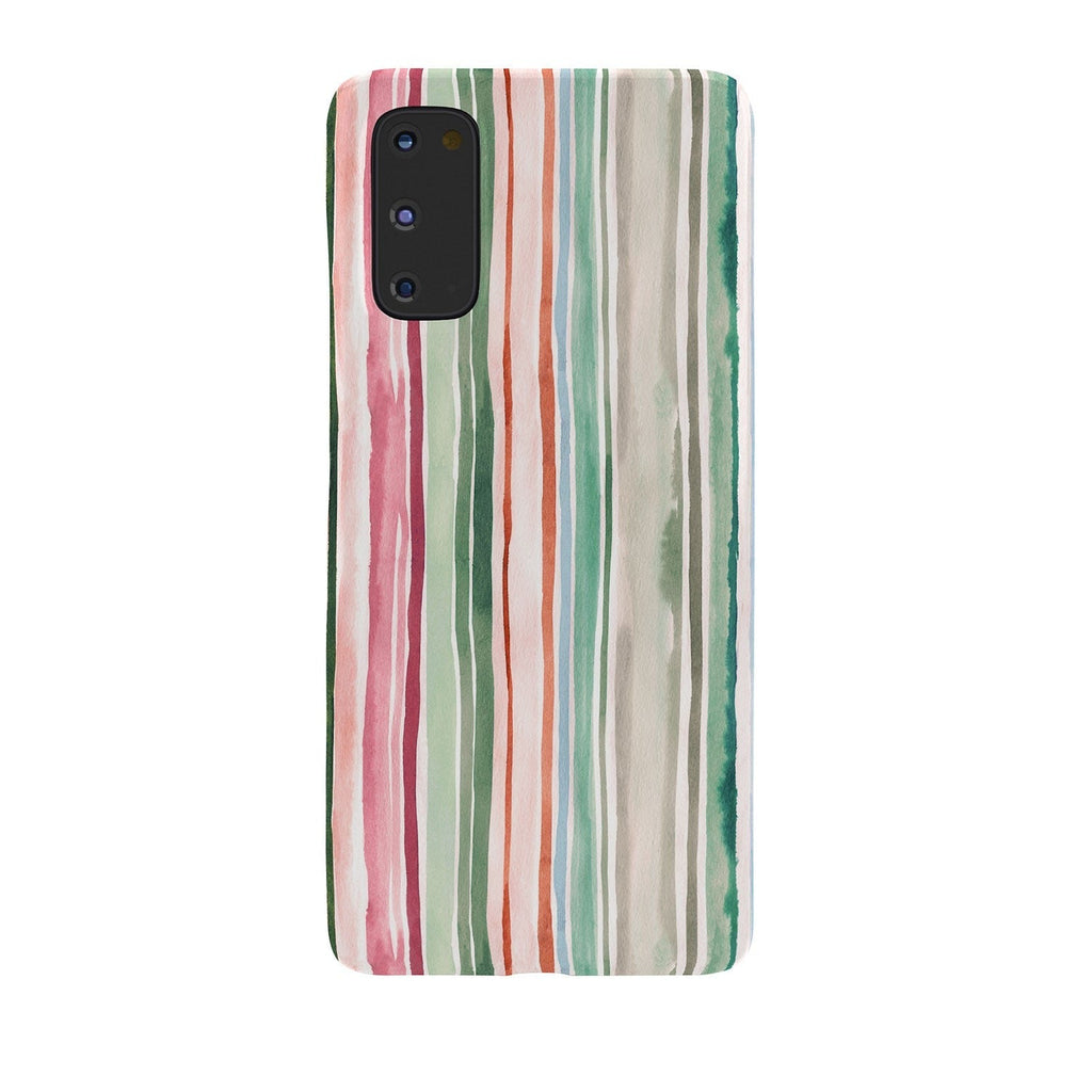 Ninola Design Botanic Retreat Watercolor Stripes Green Orange Red Phone Case