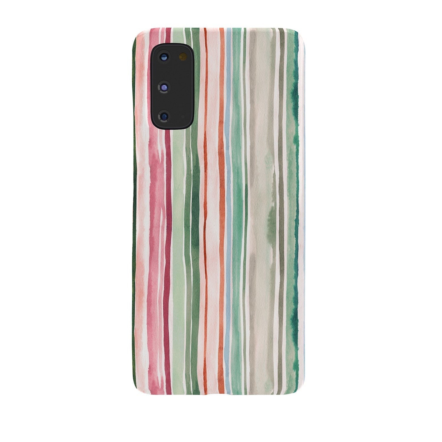 Ninola Design Botanic Retreat Watercolor Stripes Green Orange Red Phone Case