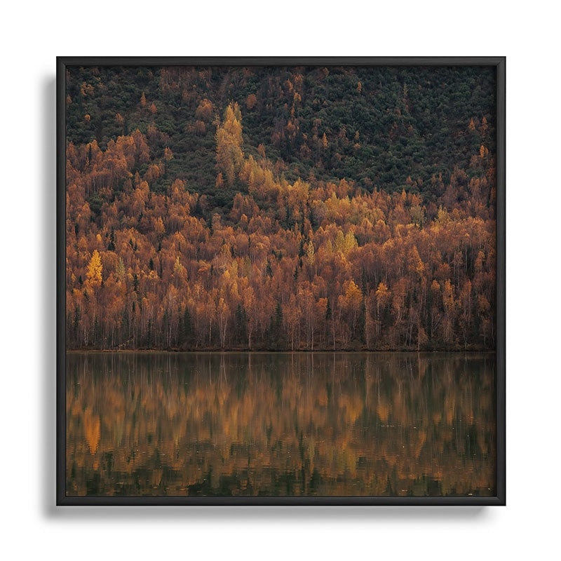 Hannah Kemp Fall Lake Square Metal Framed Art Print