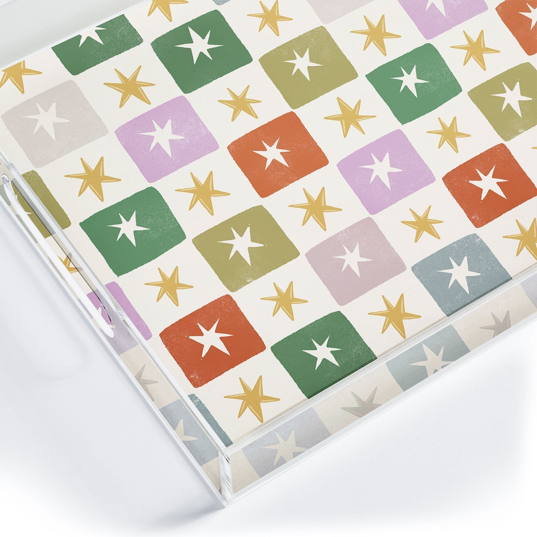 LouBruzzoni Retro Star Block Pattern Acrylic Tray