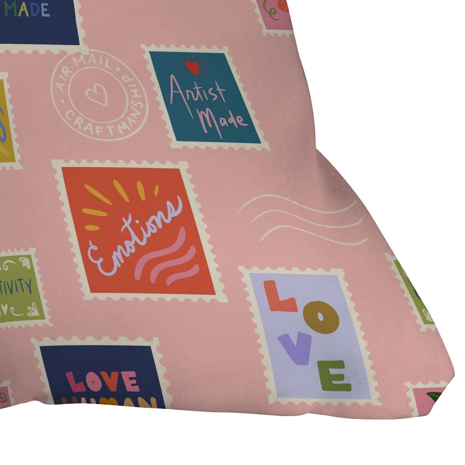 Design by Spark Love Human Made Stamps Outdoor Throw Pillow
