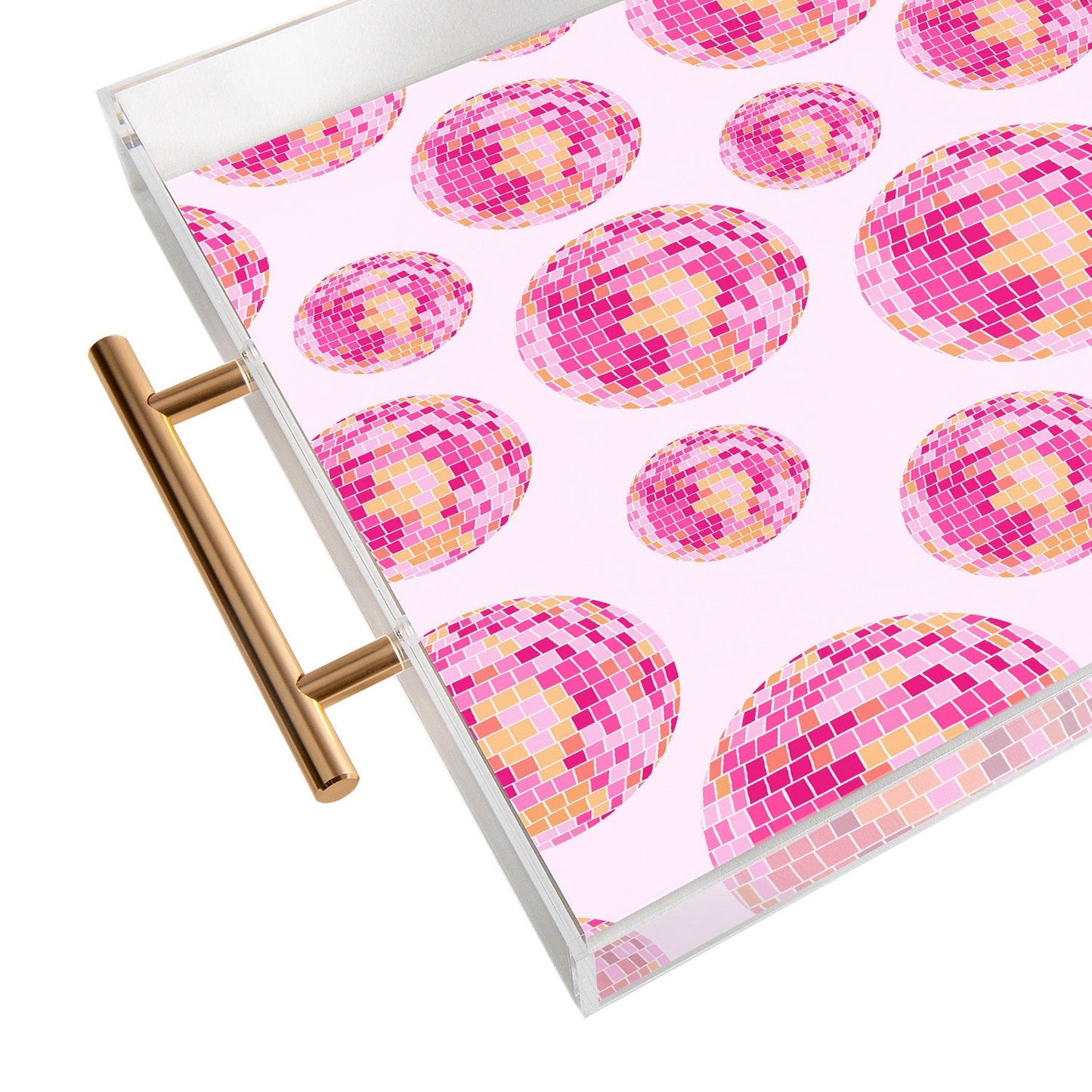 Lindsey Kay Collective Disco Balls Illustration Pink Acrylic Tray