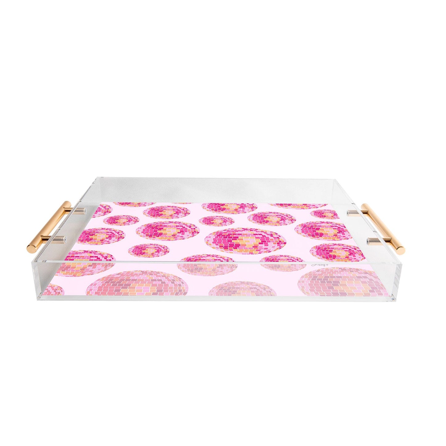 Lindsey Kay Collective Disco Balls Illustration Pink Acrylic Tray