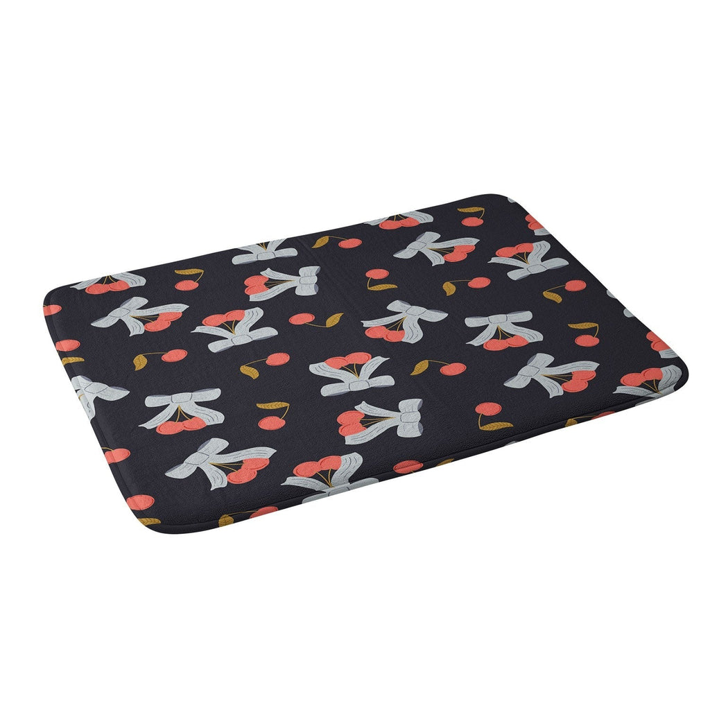 Jennifer Labre Cherries and Bows Memory Foam Bath Mat