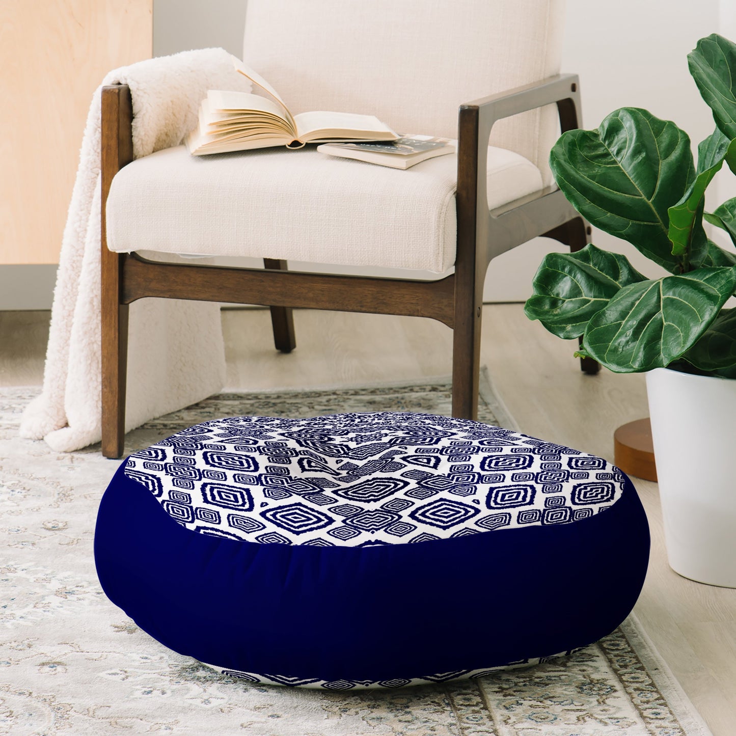 Lisa Argyropoulos Athena Indigo Floor Pillow Round