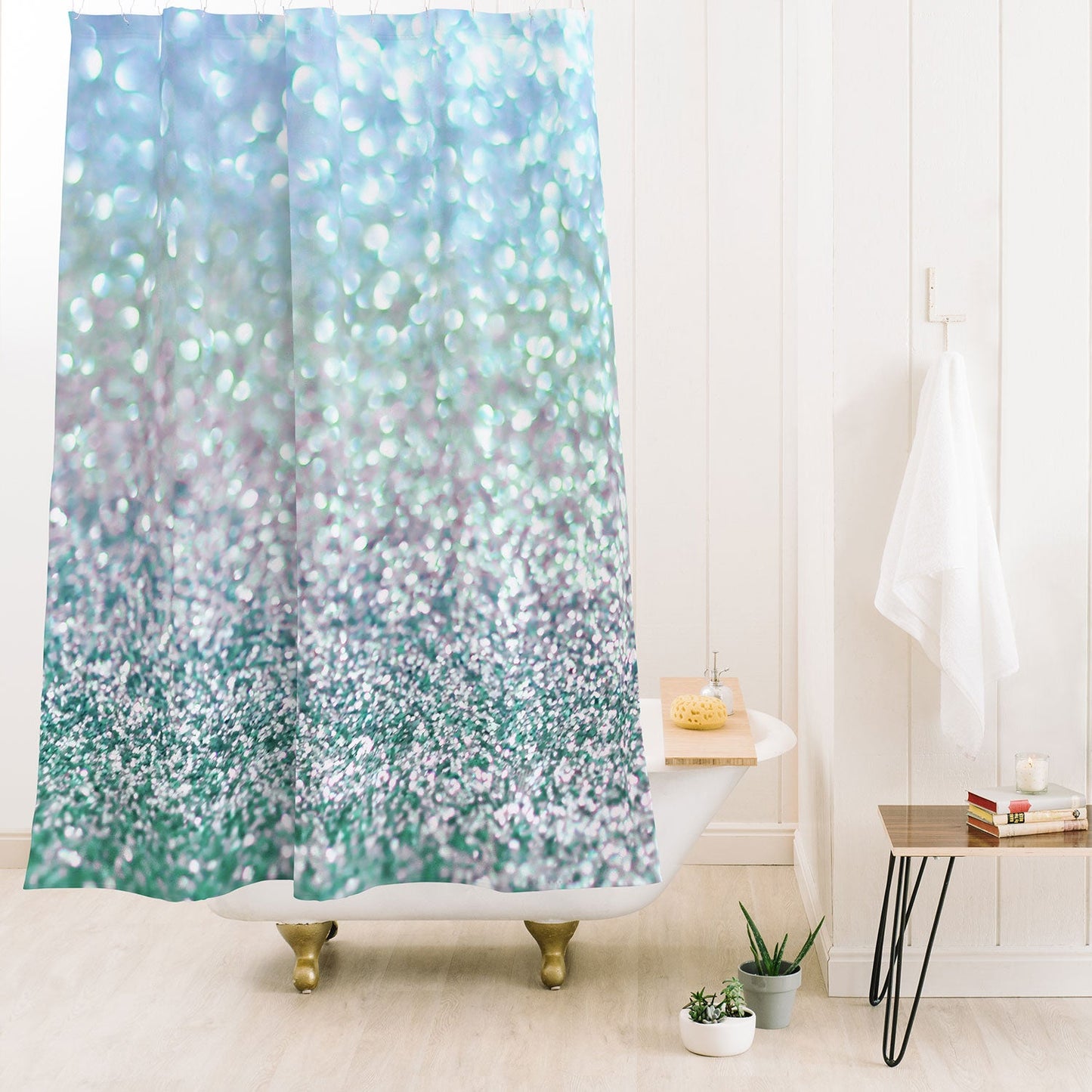Lisa Argyropoulos Blue Mist Snowfall Shower Curtain