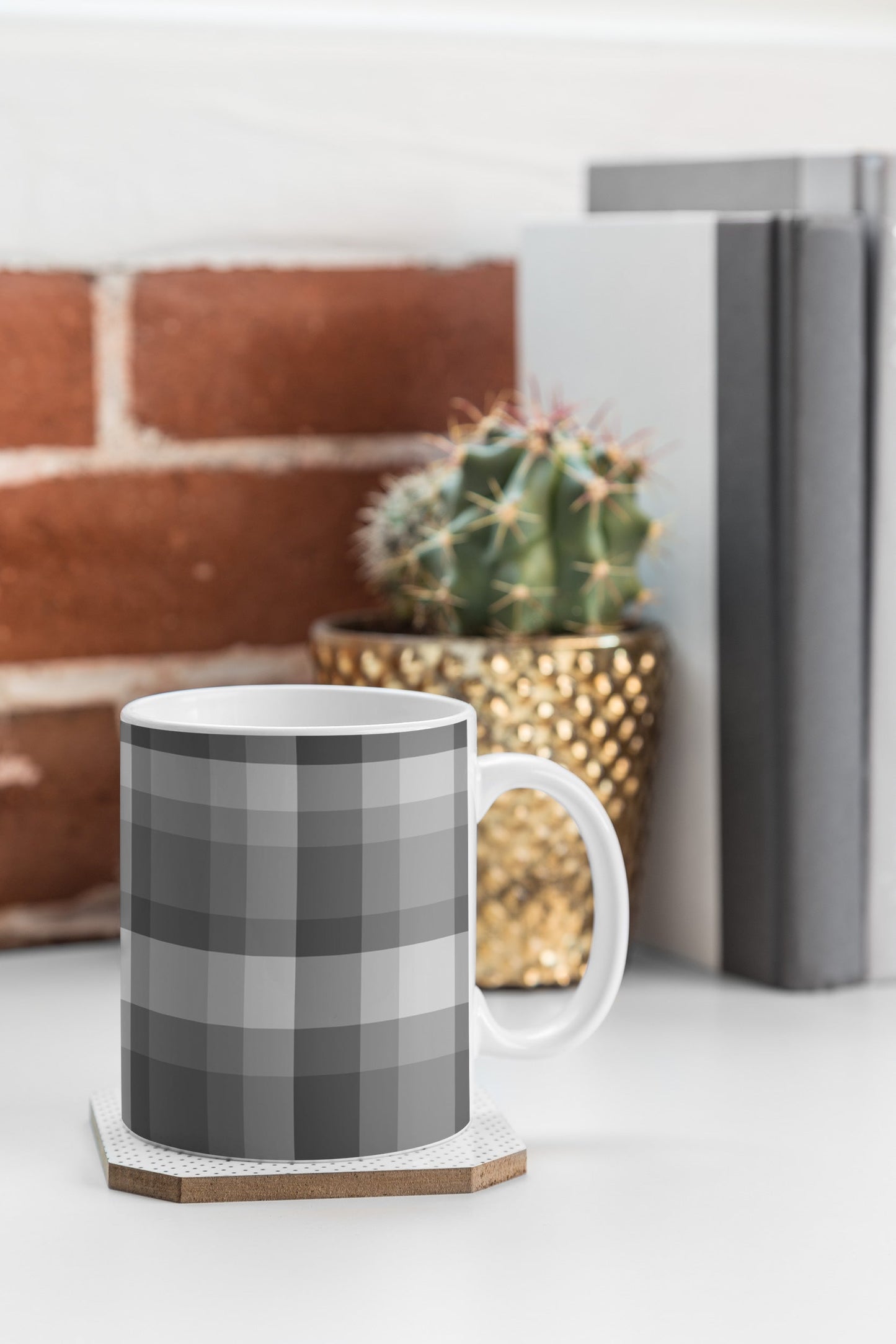 Lisa Argyropoulos Dark Gray Plaid Coffee Mug