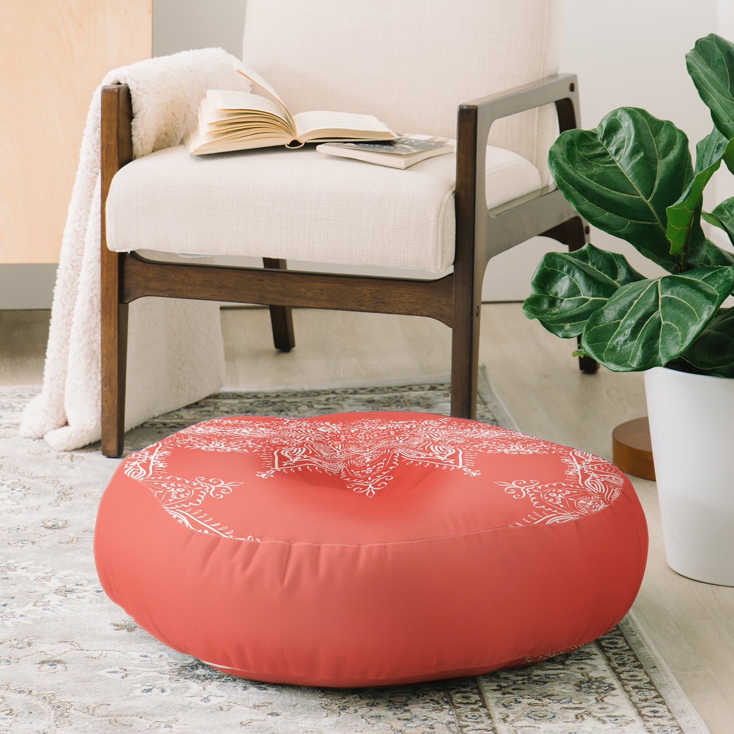 Lisa Argyropoulos Enchanted Soul Coral Floor Pillow Round