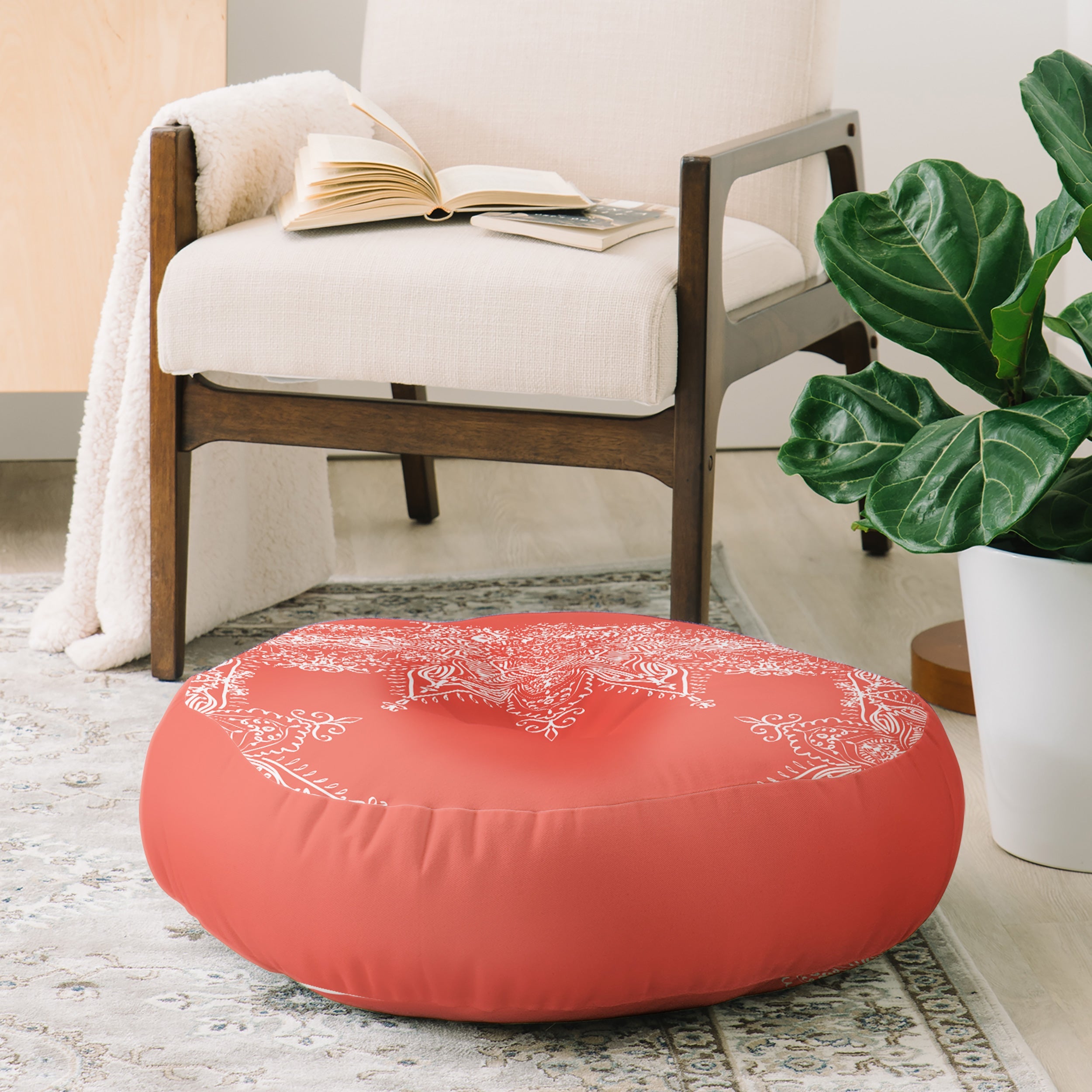Lisa Argyropoulos Enchanted Soul Coral Floor Pillow Round