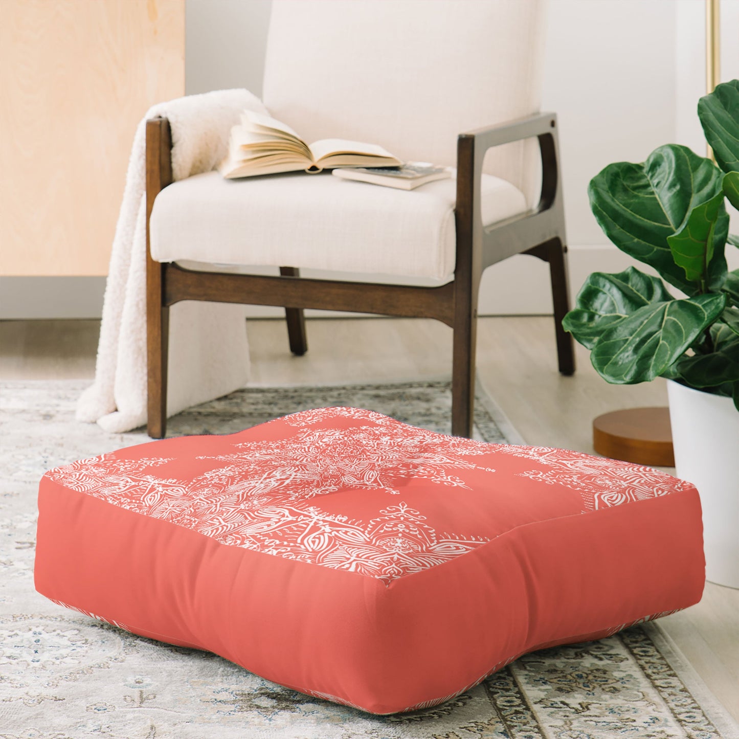 Lisa Argyropoulos Enchanted Soul Coral Floor Pillow Square